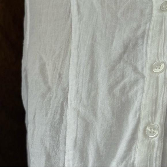 H&M CONSCIOUS Collection sz 8 High Low Shirt Fishtail White 3/4 Sleeve - Picture 3 of 12